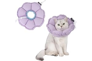 H HIDREAM Soft Cat Cone Collar， Cute Adjustable Cat Recovery Collar，Elizabethan e Collar That can Protect Head and Foot Wounds，Purple Flower All-Season Style