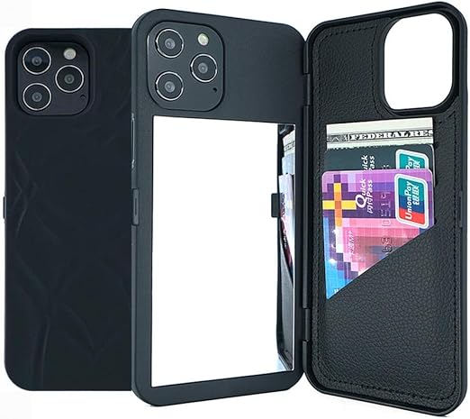 Amazon Com Iphone 12 Pro Max Case W7etben Hidden Back Mirror Wallet Case With Stand Feature And Card Holder For Apple Iphone 12 Pro Max 6 7 Inch Black