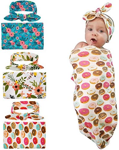 Tengda Newborn Photography Props Swaddle Blanket, Baby Receiving Blanket With Headband/Hat