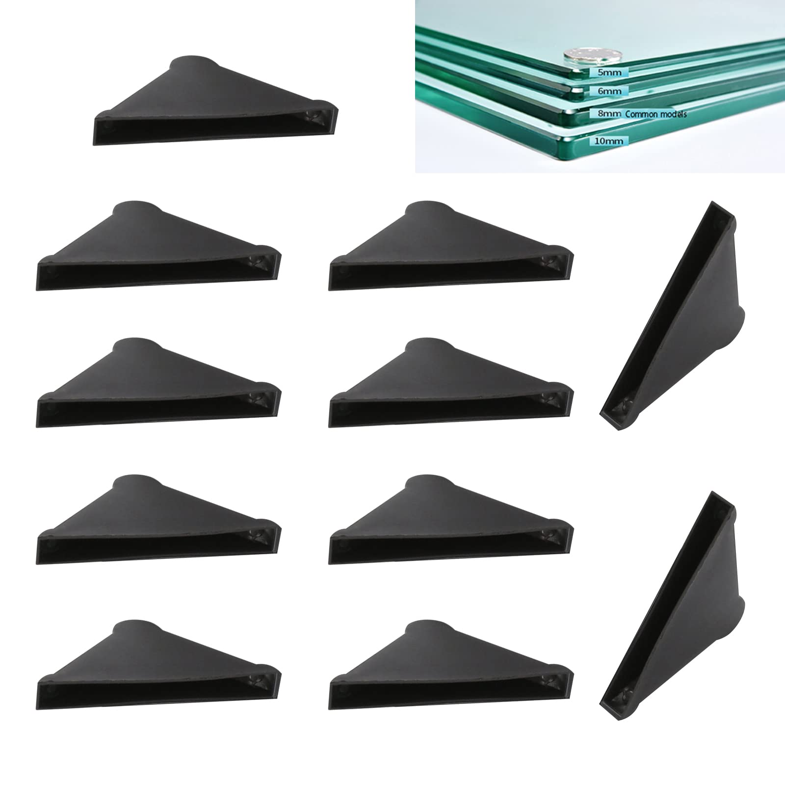 HJYZY 5 x 50mm Triple Corner Protectors Black for Sharp Glass,Metal Sheets，Mirror,Ceramic Tile Triple Shape Corner Covers 20 pcs