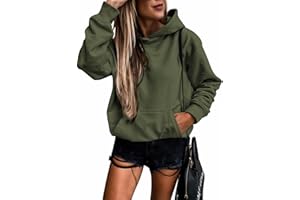 SHEWIN Womens Casual Hoodies Long Sleeve Solid Lightweight Pullover Tops Loose Sweatshirt with Pocket