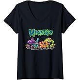 Womens Space Jam Monstars Group V-Neck T-Shirt