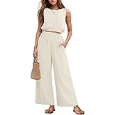 GRECERELLE Two Piece Sets for Women Sleeveless Crop Top Wide Leg Pants Sweat Set for Women Tracksuits 2026 Summer