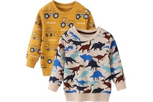 vindoo Toddler Boys Girls Crewneck Sweatshirt, Cotton Long-Sleeved Pullover Cartoon Print