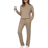 Totatuit Womens Lounge Sets Two Piece Tracksuits Casual Sweatsuits Mock Neck Tops with Thumb Holes Fall Outfits