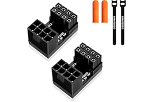 YIMATEECO GPU Adapter 180 Degree Angled 8 Pin Female to 8 Pin Male Power Connector,2Pcs Reverse Graphics Card Power Adapter f