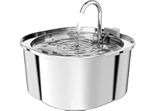 PEKTACO Cat Water Fountain - Automatic Pet Water Fountain Dog Water Dispenser Replacement Filters, 3.2L/108oz Stainless Steel