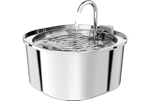 PEKTACO Cat Water Fountain, Pet Water Fountain Dog Water Dispenser Drinking Fountain, 3.2L/108oz Stainless Steel Water Fountain for Cats Indoor