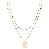 MBW Layered Initial Necklaces for Women, Dainty 14K Gold Plated A-Z Beaded Pendant Letter Charm Necklace Personalized Name Necklaces for Women Trendy Jewelry Gift