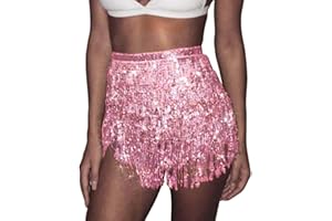 Zoestar Boho Sequin Tassel Hip Scarf Multilayer Belly Dance Belt Dance Performance Skirt for Women and Girls