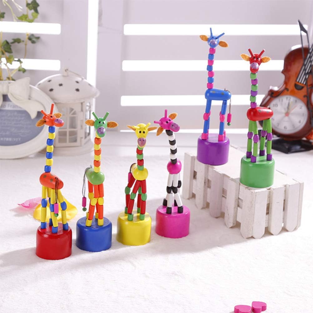 STOBOK 5Pcs Wooden Giraffe Figurine Toy Dancing Rocking Giraffe Finger Puppets Toys for Boys Kids Girls (Random Style) - Image 5