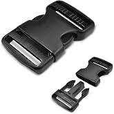 CooBigo 3pcs 1-1/2" Plastic Buckles for Strap Replacement, Quick Side Release Buckles Outdoor Camping Backpack Clip Buckle Clips for Dog Collar Nylon Webbing Belt Buckle Dual Adjustable Black