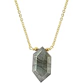 SUNSHINEGEMS Natural Labradorite fancy Hexagon Necklace, Polished Gemstone, Healing Crystals, Gift for Her, Birthday, Gemstone Jewelry 18 inch Weight 10 carat Stone Size Approx 10 MM (Labradorite)