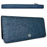 CardGear Caitlin Women RFID Blocking Long Bifold Executive Wallet with 12 Slots, 2 Key Pocket, Cash pockets, and 2 ID windows, and 2 privacy windows, Come with Premium Gift Box (Canvas, Denim Blue)