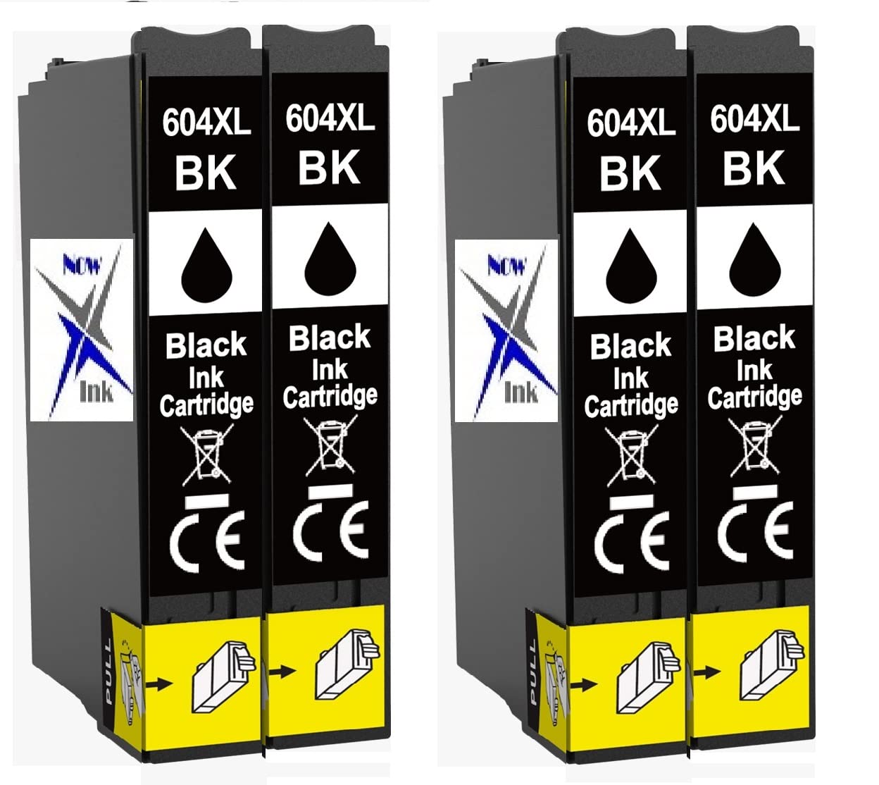 Now Ink Ltd Pineapple 604 XL 4 BLACK Ink Cartridges Replacement for 604XL Compatible for Epson 604XL WF-2910DWF/ WF-2930DWF/ WF-2935DWF/ WF-2950DWF, XP-2200 2205 3200 3205 4200 4205
