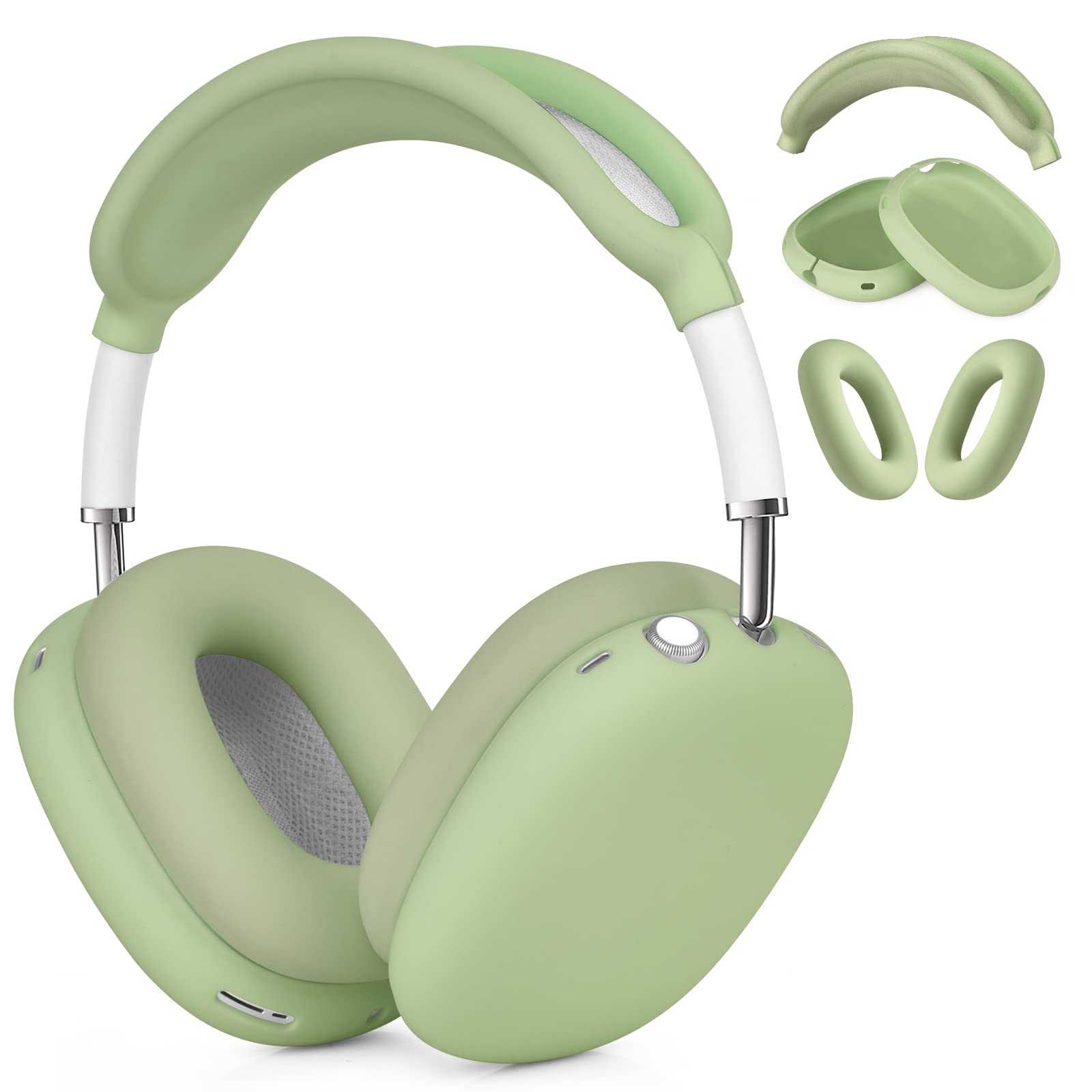 Photo 1 of Case for Airpods Max Headphones, Ear Pad Case Cover/Ear Cups Cover/Headband Cover for AirPods Max (USB-C/Lightning)(2024/2020),Silicone for Airpod Max, Accessories Cases(Cactus Green)