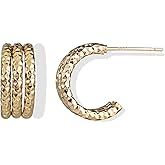Aliyoham Baroque Golden Hoop Earrings for Women, Hypoallergenic 18k Gold Plated Lightweight Vintage Jewelry for Women