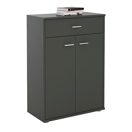 CARO-Möbel Kommode Sideboard Schrank Tommy in anthrazit, Anrichte Highboard mit Schublade und 2 Türen