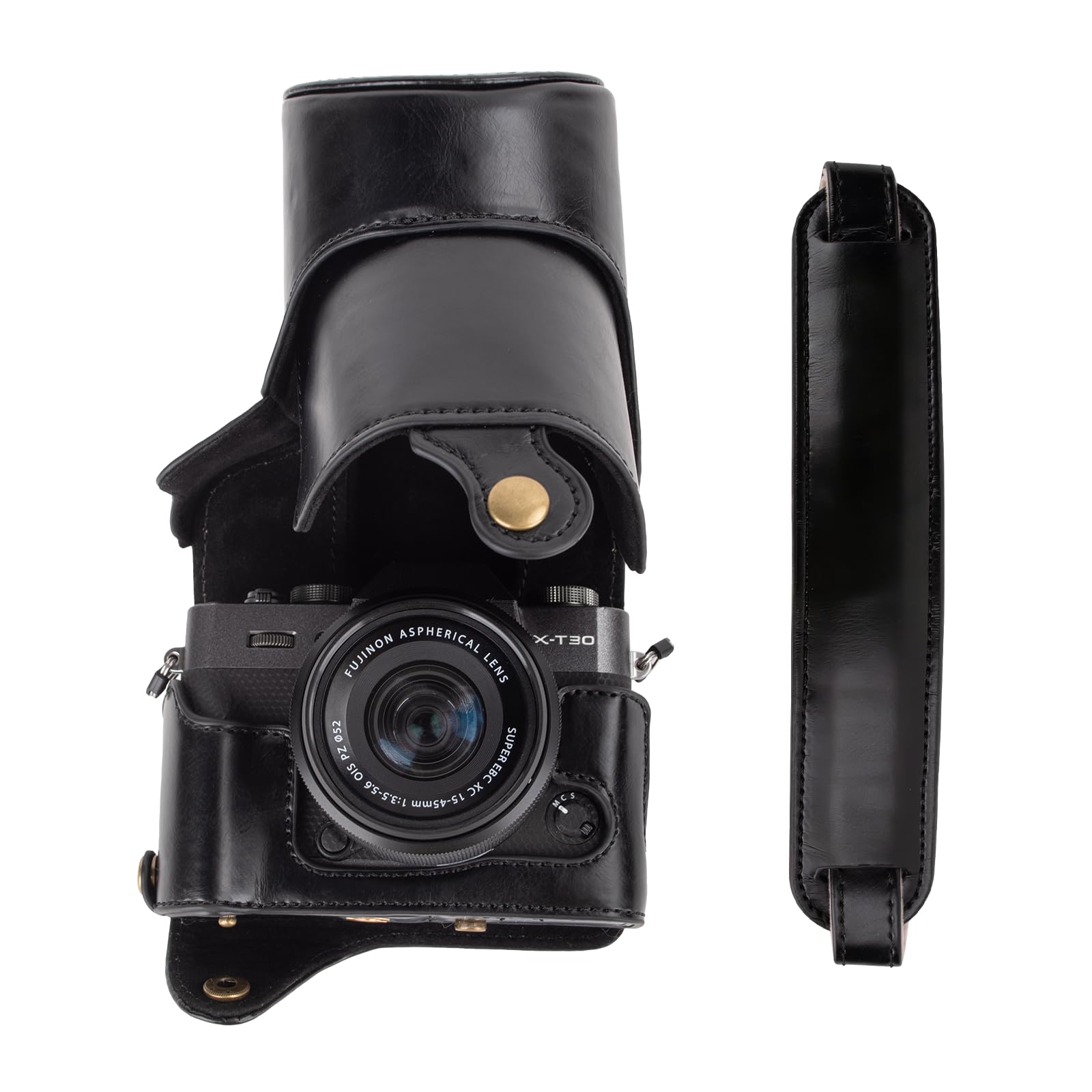 kinokoo Case for Fujifilm X-T30 III X-T30 II X-T30 X-T20 X-T10 Camera with 16-50mm -18-55mm Lens, PU Leather Fuji XT30 III/XT30 II/XT30/XT20/XT10 Protective Case with Shoulder Strap - Black