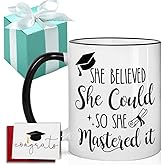She believed She Could So She Mastered it Mug 11 Oz, 2026 Graduation Mug Gift for Her, Masters Degree Graduation Gifts, Graduated 2026 Mug Gifts Box with card, College Graduate Gifts for Friends