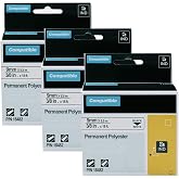 Aonomi Rhino 4200 Label Tape 3/8 Replace for DYMO 18482 Permanent Polyester | A18482 Refills Compatible with DYMO Rhino 5200, 4200, 5000, 6000 Industrial Label Makers, Black on White, 3/8" x 18', 3-Pack
