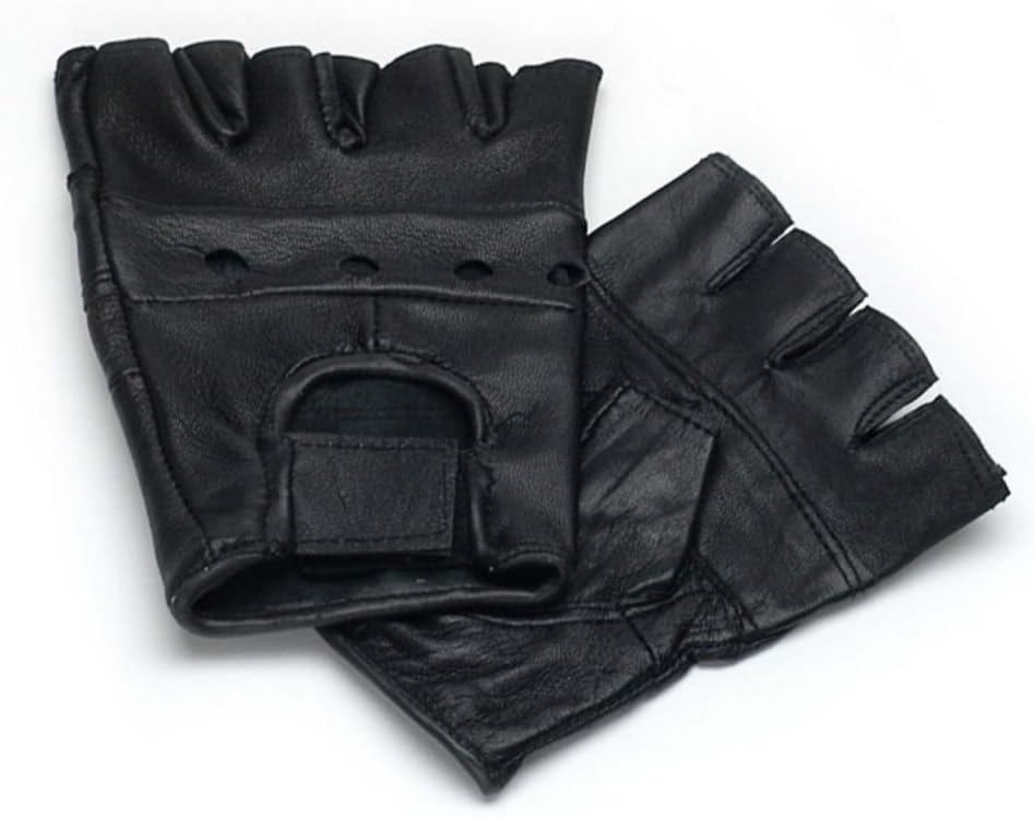 Men's Leather Gloves Fingerless Gloves Made of Leather Black
