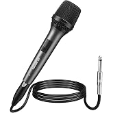 TONOR Professional Vocal Microphone for Singing, Dynamic Wired Karaoke Mic | Handheld Cardioid Microfono with 450 cm/157inch XLR to 1/4" Cable, for Speakers, Studio Mixer, Amp, for Speech, Party, D5