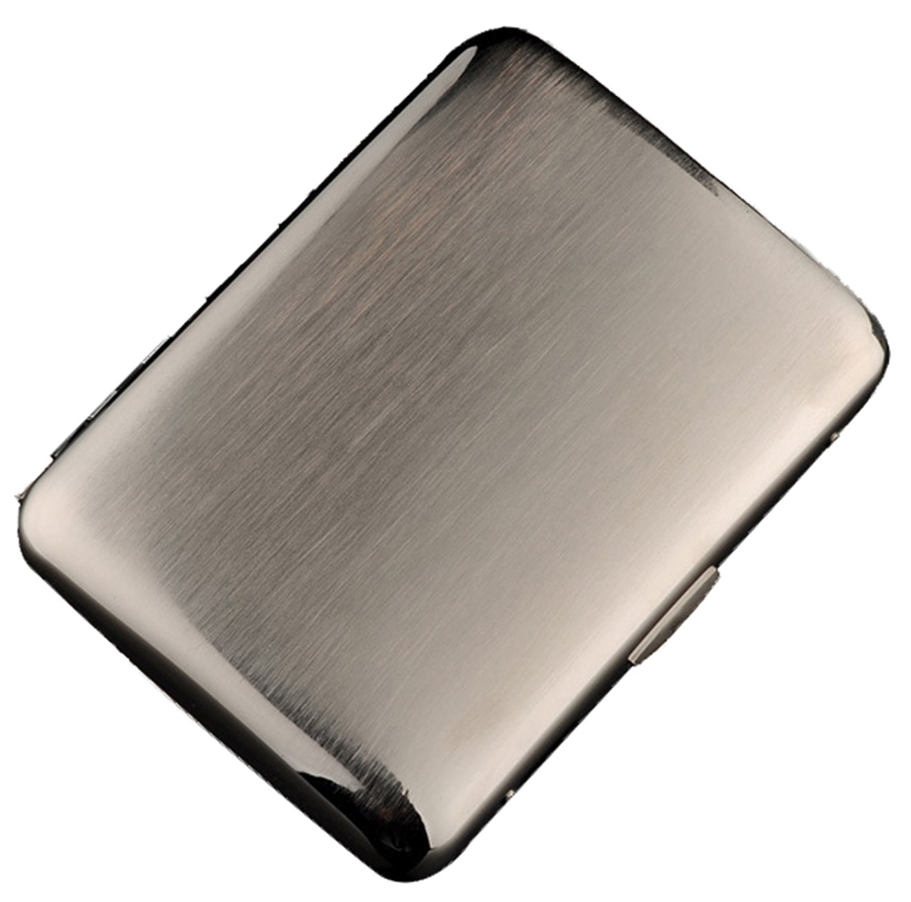 CaLeQi Cigarette Case Holds 16,Glossy Silver it Fits Easily Into any Pocket or Shirt Pocket (Stainless Steel Brushed Finish)