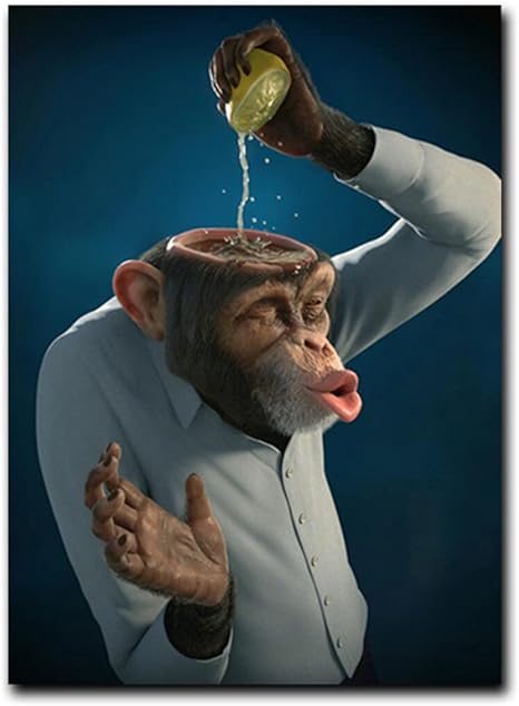 Amazon 面白い猿レモンポスターとプリントキャンバス絵画ゴリラ動物の壁アートリビングルームの家の装飾の写真50x70cmx1フレームなし アートフレーム ポスター オンライン通販