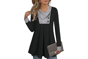 RANPHEE Womens Long Sleeve Fall Tops Button Pullover Sweatshirts Casual Loose Fit Swing Tunic Shirts