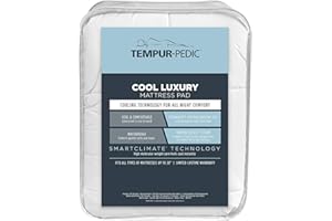Tempur-Pedic Cool Luxury Mattress Pad, Queen, White