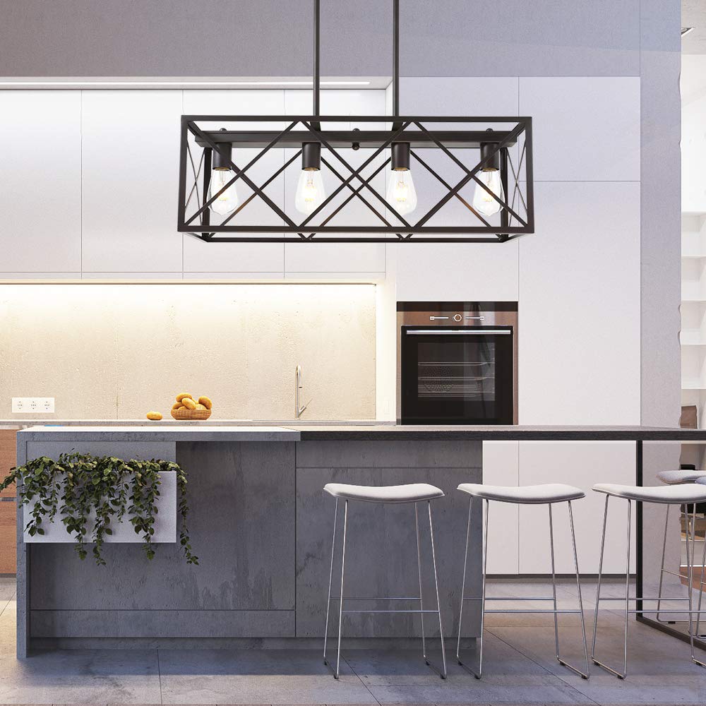 Save Up To 50 Melucee 4 Light Dining Room Chandelier Black Rectangle Rustic Light Fixtures Ceiling Hanging Farmhouse Pendant Lighting For Kitchen Island Foyer Restaurant Home Improvement New Listing Staging Elektroheizung Com