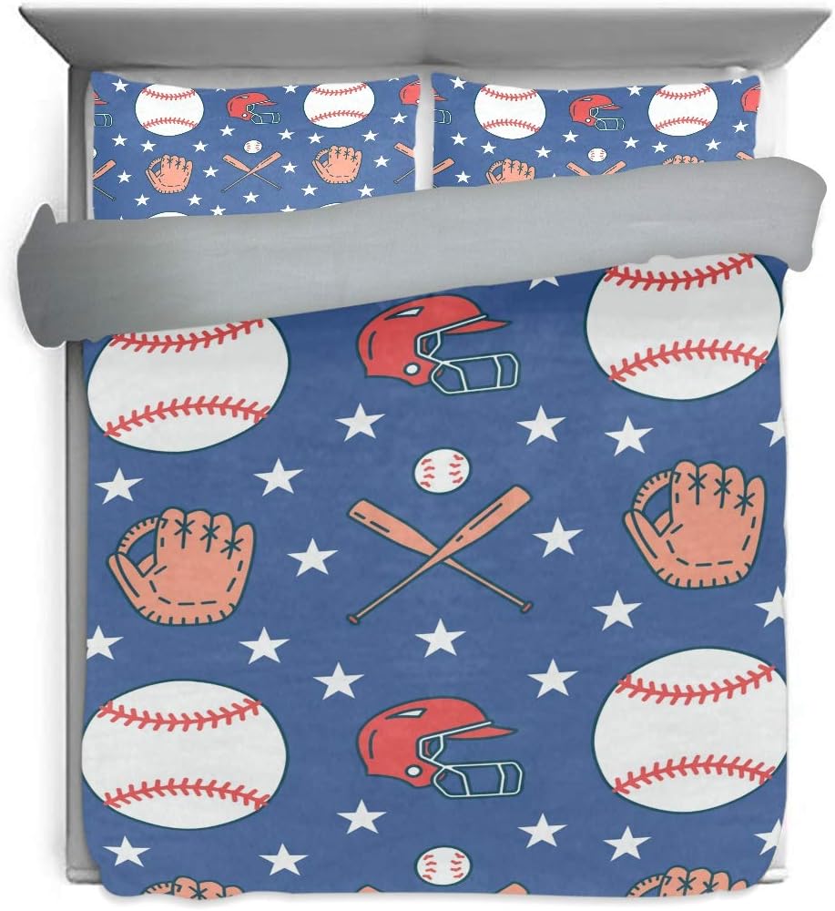 Amazon 掛け布団カバー3点セット 野球 運動 かっこいい 布団カバー 枕カバー ベッド用 寝具カバー シワにくい 柔らかい 洗える 四季 簡単 167 64 228 6 Cm 寝具カバーセット オンライン通販