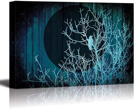 Amazon Babe Maps キャンバスプリント 枝と月のシルエット 裏にティールウッドパネル キャンバス絵画 アート ホームオフィス 装飾 伸ばしてすぐに掛けられます 16 X24 Lttbmyhopcj W26yhop68 Bms アートフレーム ポスター オンライン通販