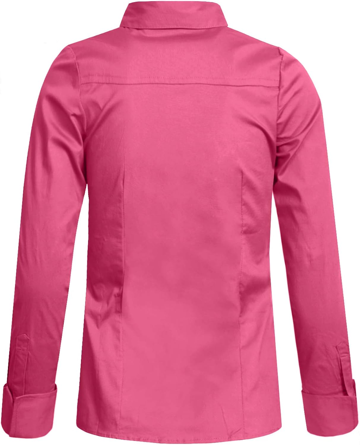 J. LOVNY Girl's Basic Casual Long Sleeve Roll Up Button Down Blouse Shirts: Clothing
