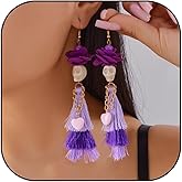 Halloween Skull Tassel Earrings for Women Funny Skull Rose Dangle Earrings Quirky Skeleton Drop Earrings Gothic Jewelry Gifts
