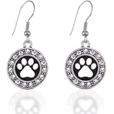 Inspired Silver - Silver Circle Charm French Hook Drop Earrings with Cubic Zirconia Jewelry