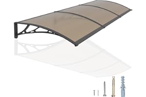 GUANSU-CN 48x120'' Window and Door Awning Exterior, UV/Rain/Snow/Sunlight Protection Sheet,UPF 50+ Polycarbonate Overhang Canopy,House Overdoor Awnings for Door Entrance Outside/Patio/Porch/Deck