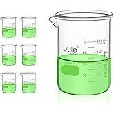 Utile 6pcs of Heavy Duty Glass Beakers, Vol.250m(8.5oz), Borosilicate 3.3 Glass with Double Scaled Printed Graduation, 4046.0