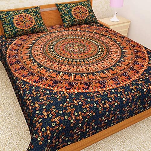 Handloom Palace Mandala Double Bedsheet with 2 Pillow Cover