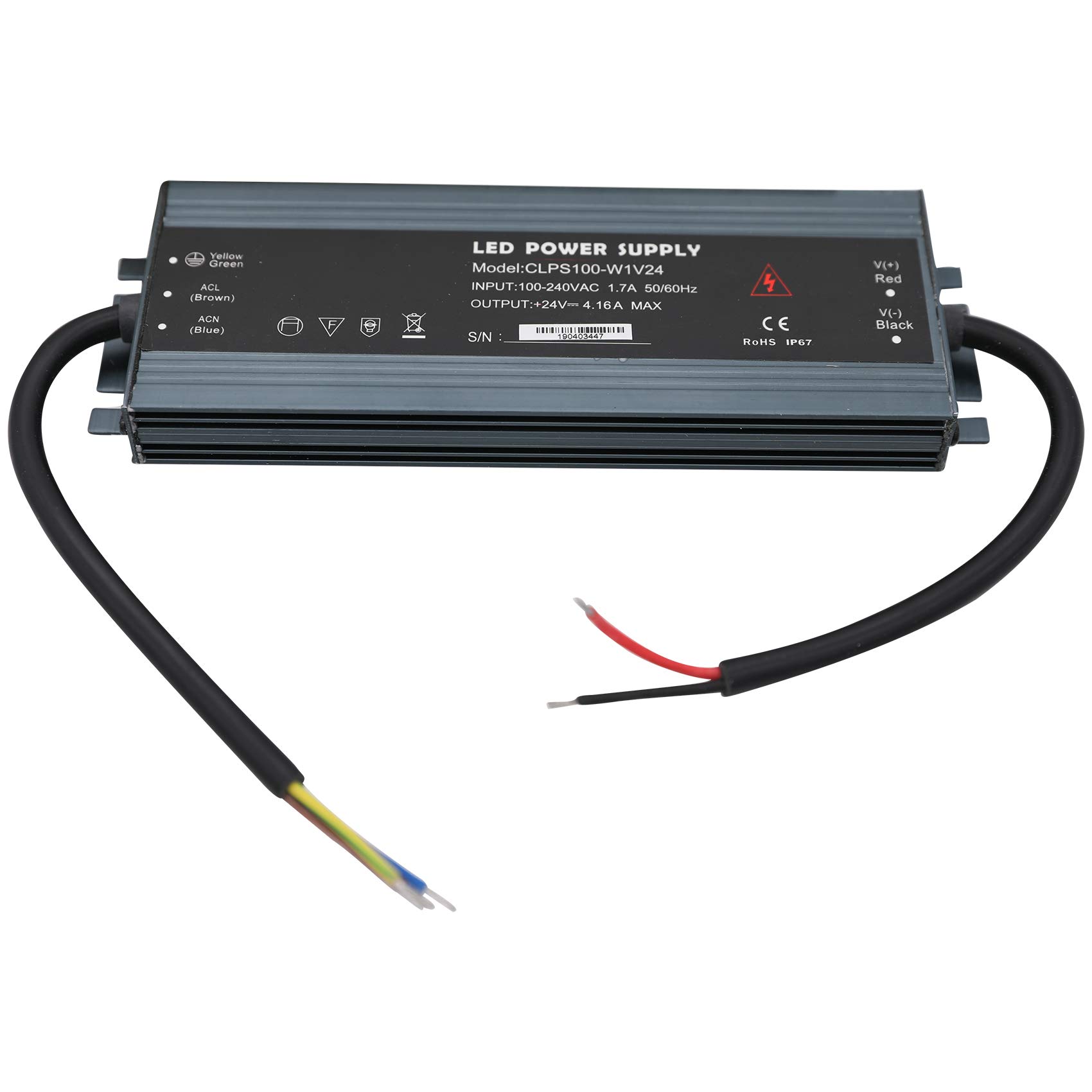 Daxpoo Waterproof Led Strips Hue Lights 24v Volt Power Adapter Supply 100W PSU Transformer Driver (CLPS100-DP24)