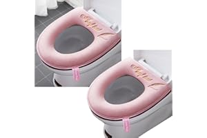 2 Pieces Thicker Bathroom Soft Toilet Seat Cover Pad with Handle Toilet Lid Cover Cushion Soft Thicker Washable Fits All Oval