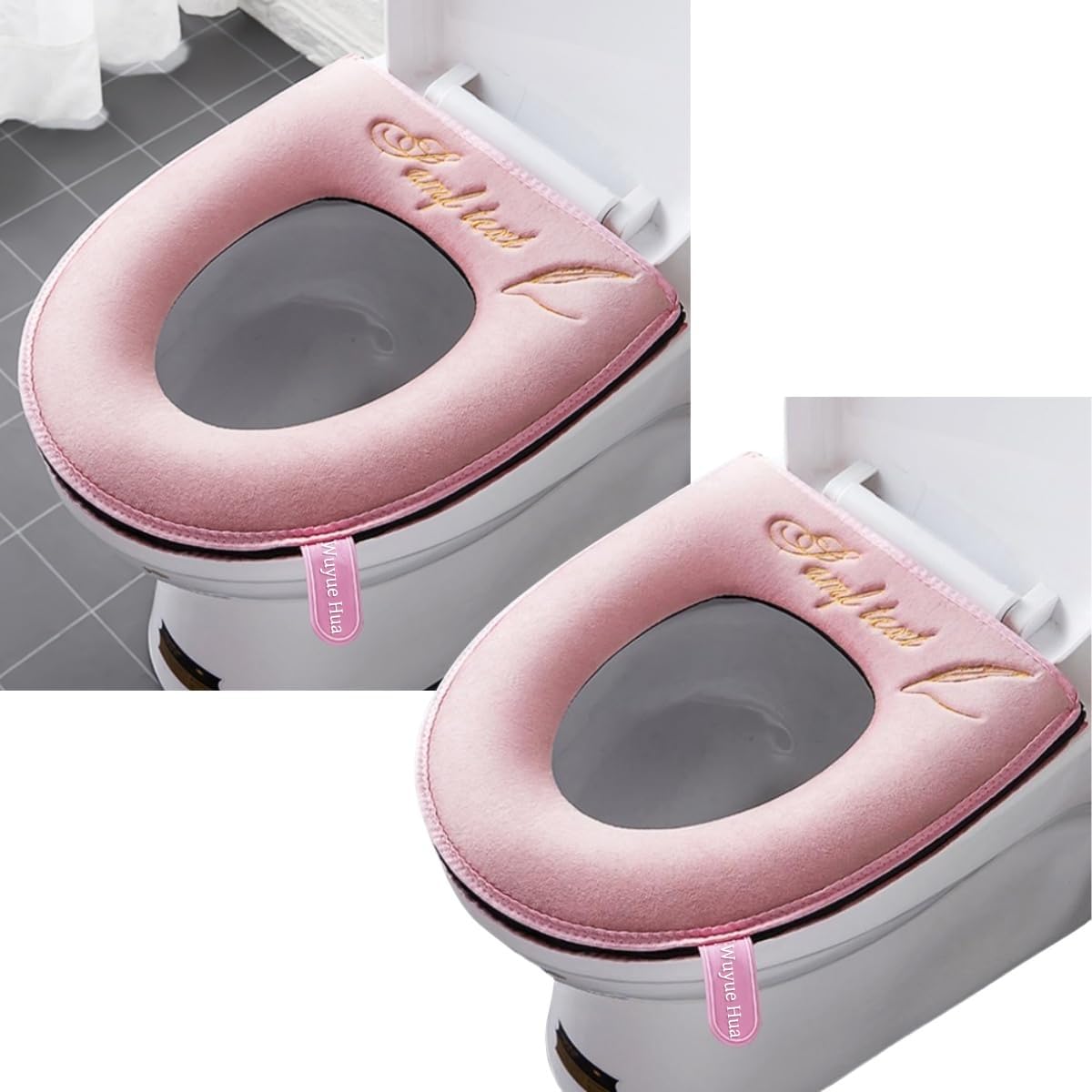 2 Pieces Thicker Bathroom Soft Toilet Seat Cover Pad with Handle Toilet Lid Cover Cushion Soft Thicker Washable Fits All Oval Toilet Seats