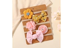 5pcs Baby Girls Nylon Bow Flower Headbands Handmade Thin Newborn Bows Headbands Elastics HairBands Hair Accessories for Baby 