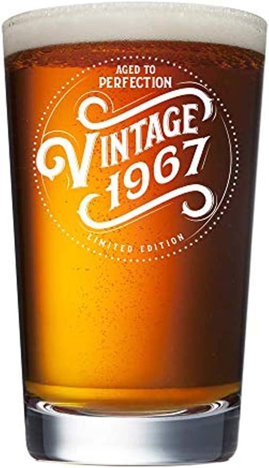 1967 53rd Birthday Gifts for Men and Women Beer Glass - 16 oz Funny Vintage 53 Year Old Pint Glasses for Party Decorations - Anniversary Gift Ideas for Dad, Mom, Husband, Wife - Best Craft Beers Mug