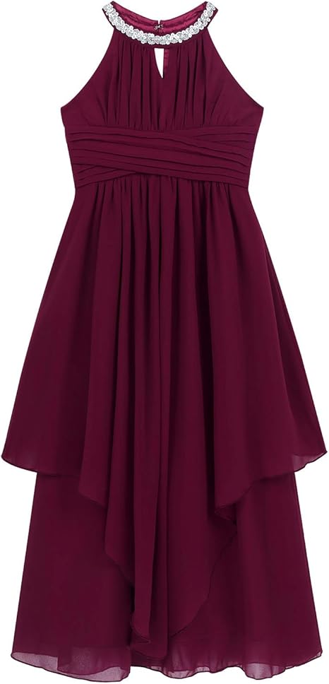 Mädchen Partykleid Mit Pailletten | GRACE KARIN A-Linie | Mehrfarbig, Neckholder