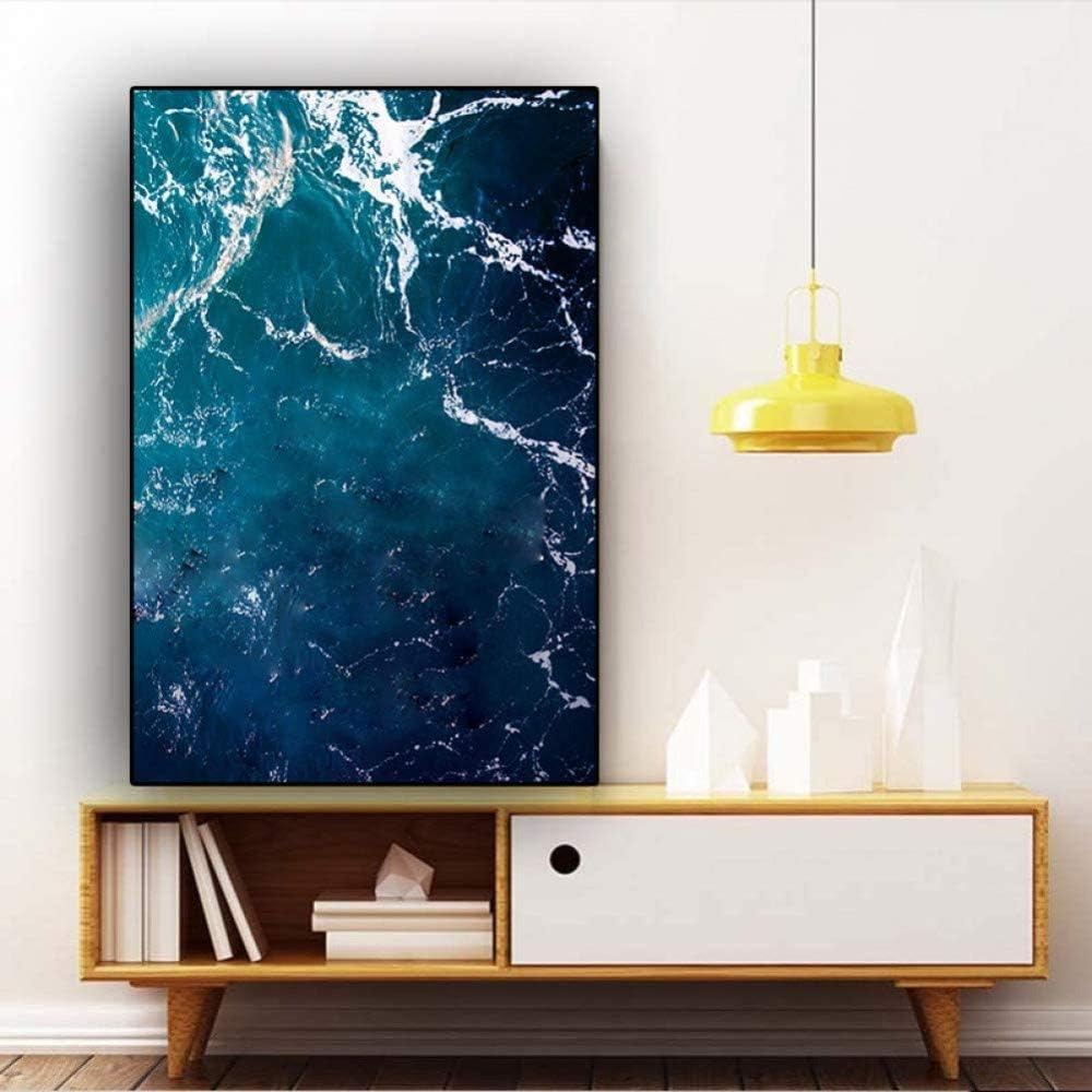Pintura sobre lienzo Pinturas decorativas Olas Azul profundo Mar Océano