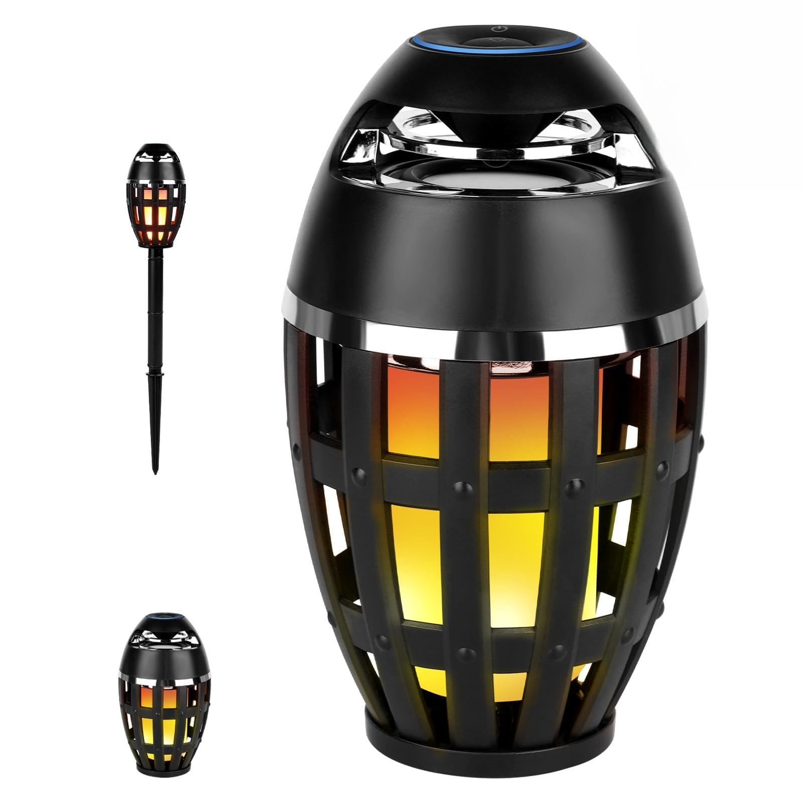 ALLOMN LED Bluetooth Flame Speakers, Outdoor LED Flame Effect Bluetooth Speaker Wireless Portable Waterproof LED Flame Speaker with Stake for Camping Patio Garden Yard BBQ Party, Valentine's Day Gift