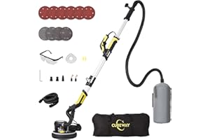 CUBEWAY Drywall Sander with Vacuum Attachment, 780W 6.5A Popcorn Ceiling Removal Tool Machine, Auto Dust Absorption, 7 Variable Speed, LED Light, 10pcs Sanding Discs, Wall Sander for Popcorn Ceiling