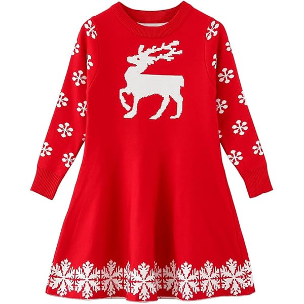 Amazon.com: RAISEVERN Girls Christmas Dress Sweater Green Size 6-7 Ugly  Alpaca Xmas Fall Dresses A-Line Long Lantern Sleeve Crew Neck Outfits Led  Light Winter Knit Pullover for Kids Clothes Gift: Clothing, Shoes
